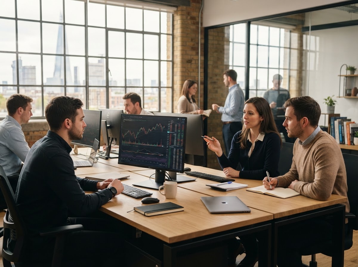 Mintforge Trading analytics team reviewing risk models